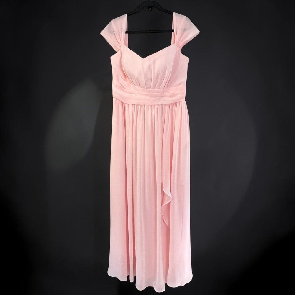 Formal Dress Pink Chiffon Gown Sweetheart Corset Back Cap Sleeve Size 16